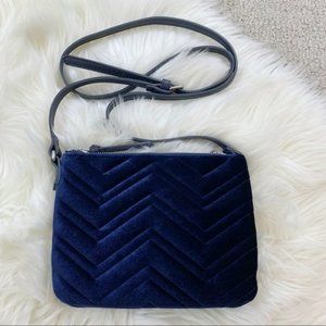 Old Navy Blue Velvet Chevron Crossbody Bag